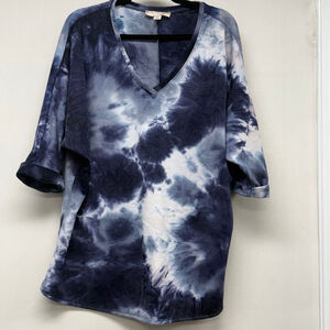 Women's MISIA Blue /Black White Tie-Dye Short Sleeve Tee 1X